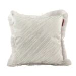 White & Silver Home Decor Window Seat Polyester Cushion Cover with Filler and Fringes - CS 124 (45x45cm)