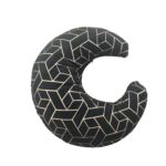 Black & Gold Moon Shape Poly Velvet Cushion Cover with Filler for Home Decor - CS 110 (45x45cm)