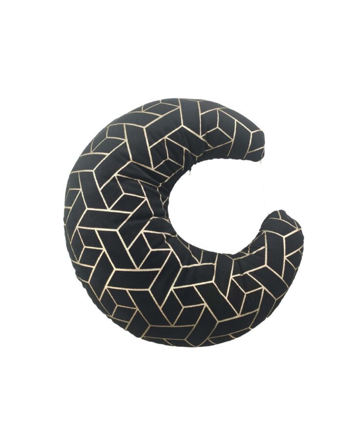 ⁦Black & Gold Moon Shape Poly Velvet Cushion Cover with Filler for Home Decor - CS 110 (45x45cm)⁩ - الصورة ⁦1⁩