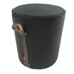 Black Color Polyester Pouf with Leather Handle for Study Room - PF 024 (40x40x50cm)