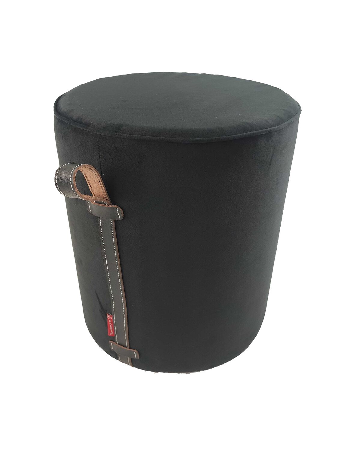 01-18-1125x1500-1.jpg Black Color Polyester Pouf with Leather Handle for Study Room - PF 024 (40x40x50cm) - الصورة 1