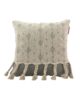 White and Grey Color Cotton Cushion with Filler for Window Seat, Floor - CS 173 (45x45cm)