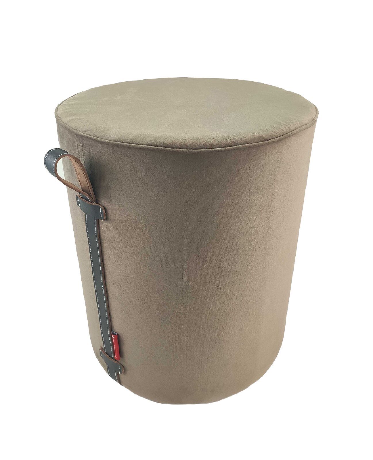 01-22-3-1297x1600-1.jpg Brown Color Polyester Pouf with Leather Handle for Study Room - PF 024 (40x40x50cm) - الصورة 1