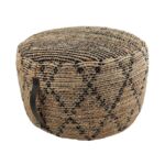 Natural and Black Color Playroom Jute & Cotton Pouf - PF 048 (50x50x30cm)