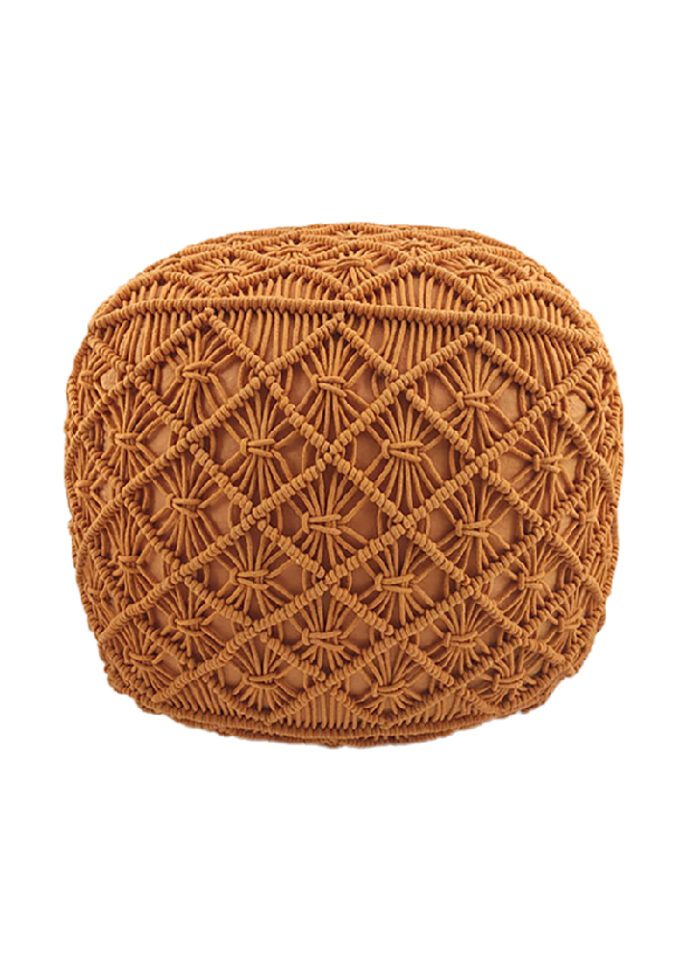 ⁦Orange decorative pouf for bedroom - PF 061 (40x40x40cm)⁩ - الصورة ⁦2⁩