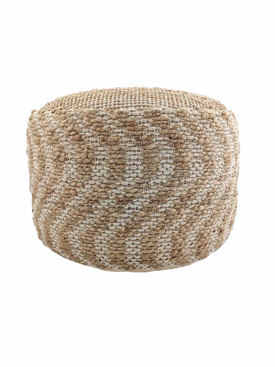 01-54.jpg Natural and White Color Balcony Decor Pouf - PF 050 (50x50x30cm) - الصورة 2