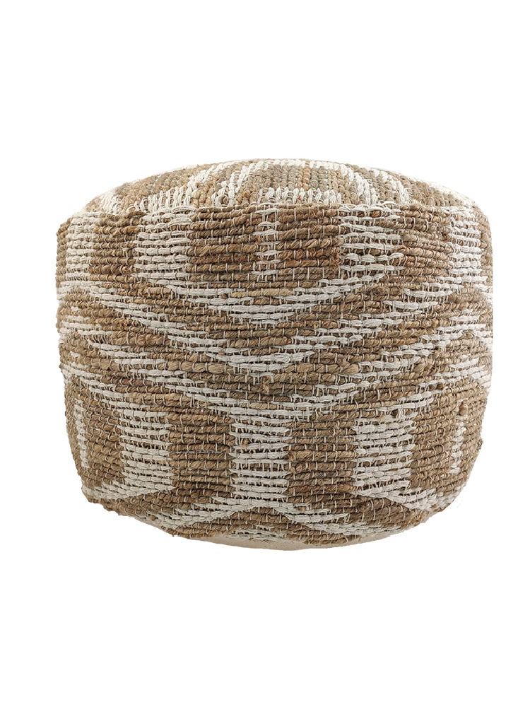 01-55-1.jpg Natural & White Color Indoor Decor Area Pouf - PF 051 (50x50x30cm) - الصورة 4