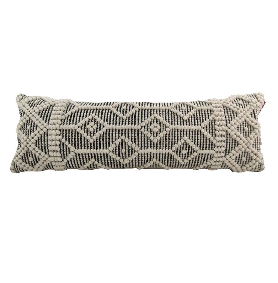 01-7-886x900-1.jpg Natural & Black Handmade Cotton and Wool Woven Cushion Cover - CS 050 (30x90cm) - الصورة 1