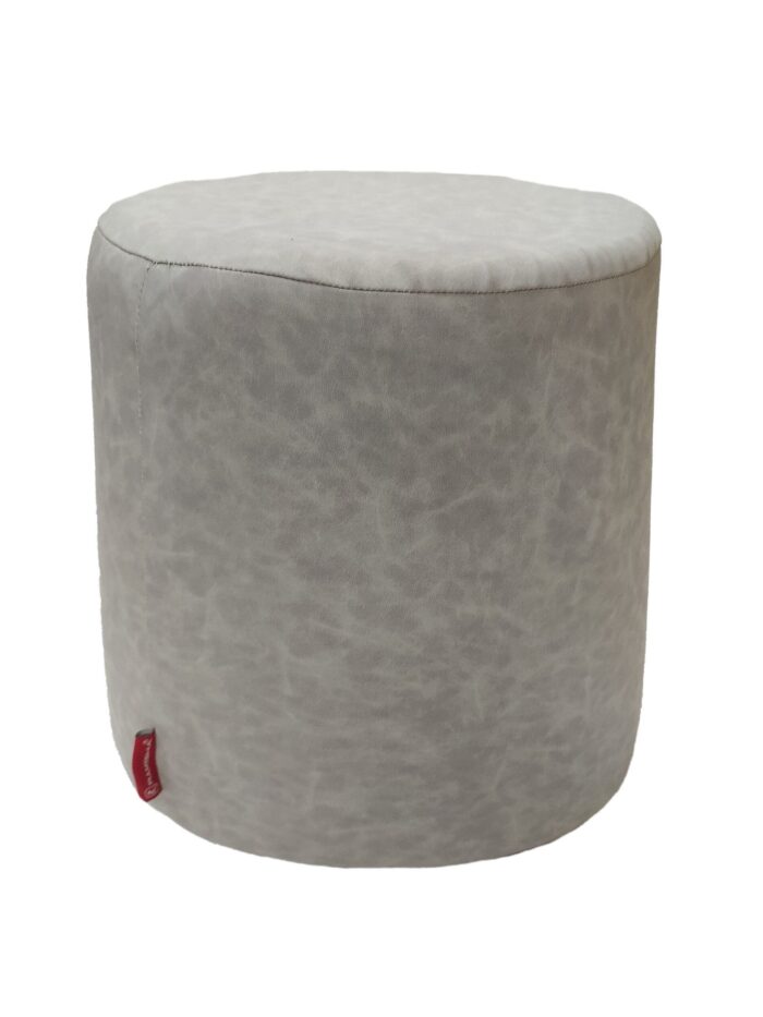 ⁦Grey Color Leather Pouf for Floor - PF 042 (40x40x40cm)⁩ - الصورة ⁦1⁩