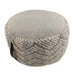 Natural White Color Wool Pouf for Living Room - PF 045 (50x50x30cm)