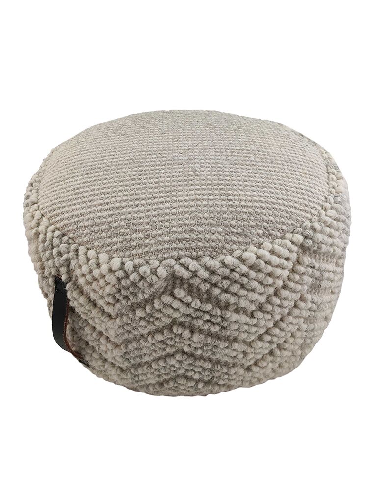 02-27-750x1000-1.jpg Natural White Color Wool Pouf for Living Room - PF 045 (50x50x30cm) - الصورة 1
