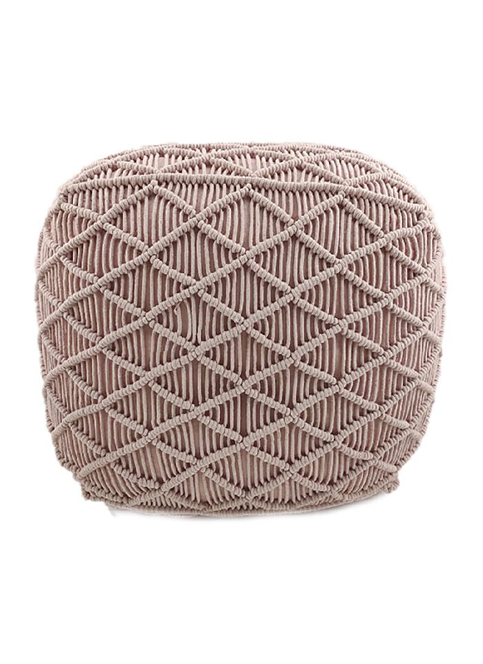 ⁦Pink Color Cotton Kids Room Pouf - PF 063 (40x40x40cm)⁩ - الصورة ⁦2⁩