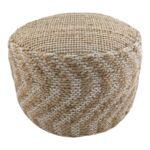Natural and White Color Balcony Decor Pouf - PF 050 (50x50x30cm)