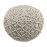 White & Light Beige Pouf for Drawing Room - PF 065 (40x40x40cm)