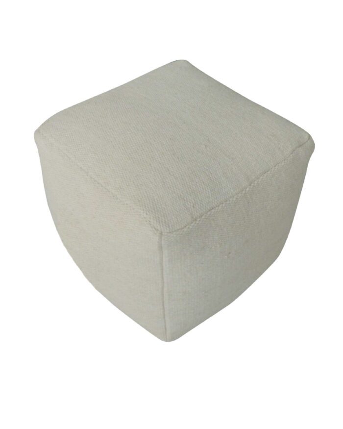 ⁦White Color Polyester Home Decor Pouf for Hallway - PF 058 (40x40x40cm)⁩ - الصورة ⁦1⁩
