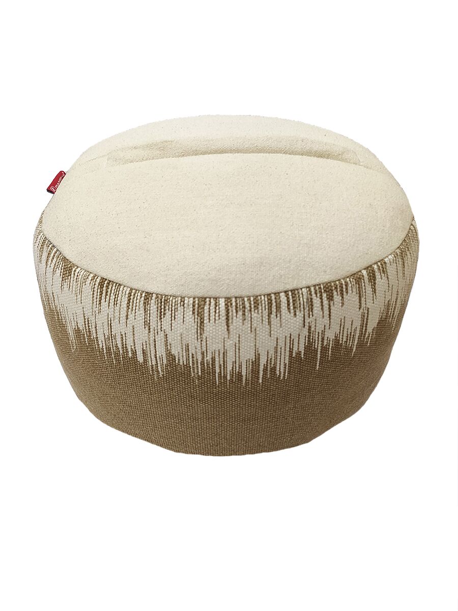 02 Brown Color Decor Polyester Pouf for Drawing Room - PF 047 (50x50x30cm) - الصورة 2