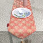 Pink and Gold Polyester Table Runner with Tassel for Dining and Coffee Table - TR 020 (40x260cm)
