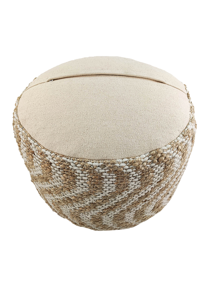 03-42.jpg Natural and White Color Balcony Decor Pouf - PF 050 (50x50x30cm) - الصورة 3