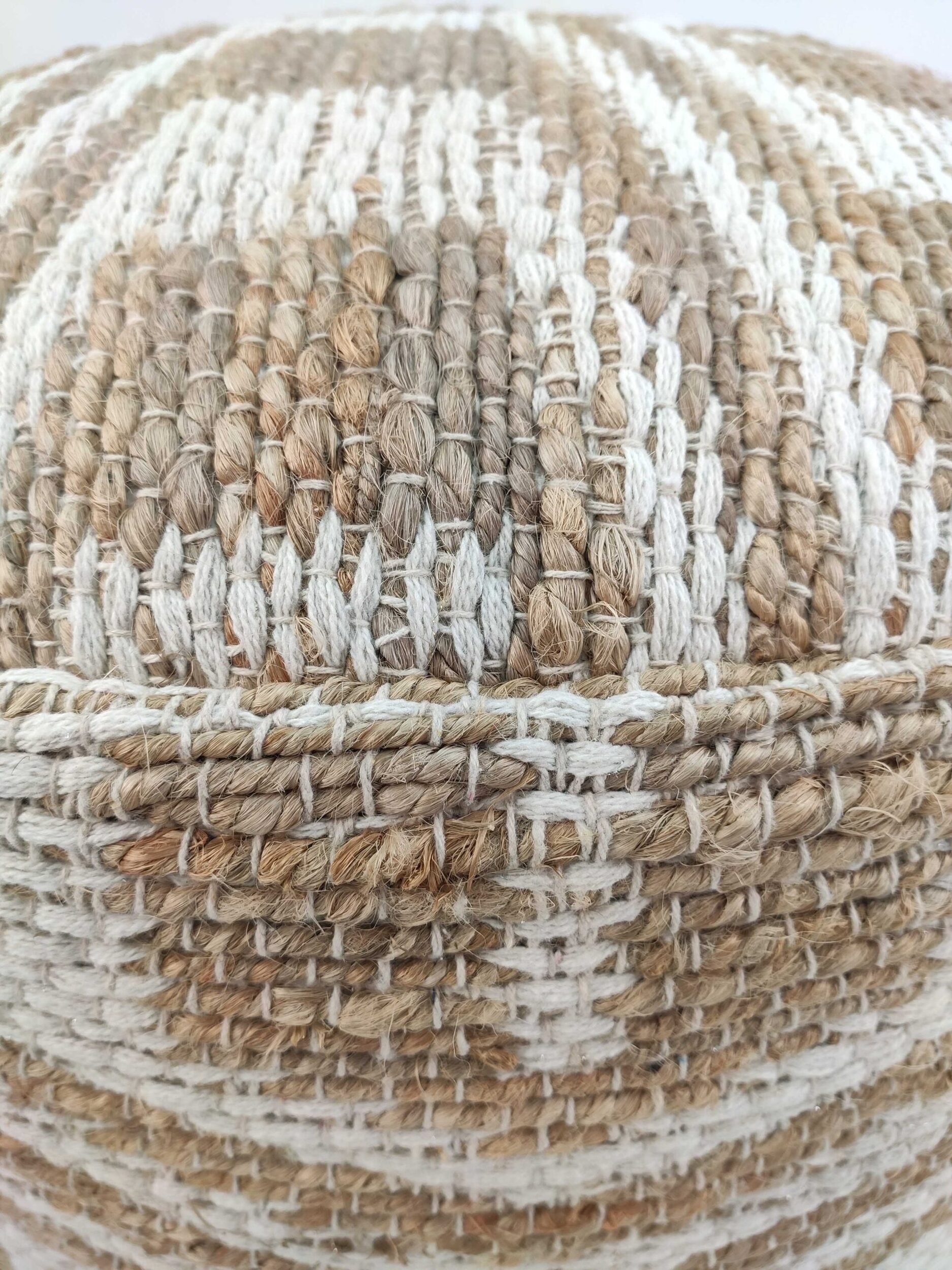 03-43-scaled-2.jpg Natural & White Color Indoor Decor Area Pouf - PF 051 (50x50x30cm) - الصورة 3