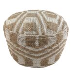 Natural & White Color Indoor Decor Area Pouf - PF 051 (50x50x30cm)