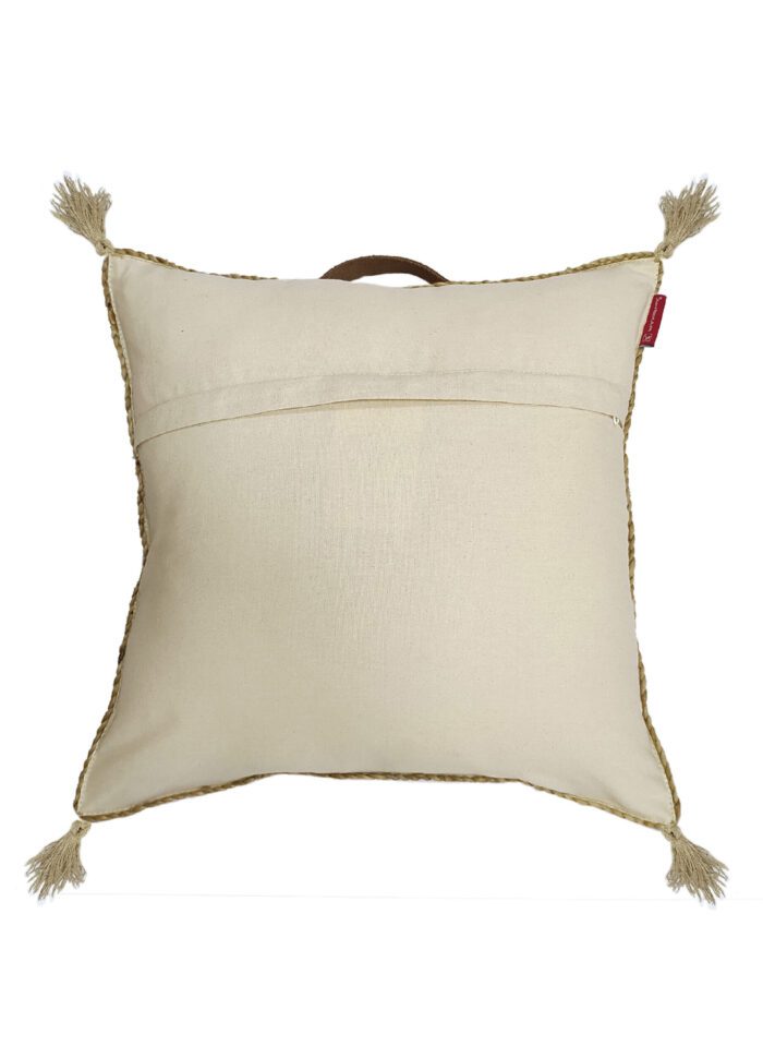 ⁦Natural Color Jute Cushion with Filler for Hallway, Bed, Couch - CS 134 (60x60cm)⁩ - الصورة ⁦2⁩