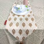 White and Gold Polyester Table Runner with Tassel for Dining and Coffee Table - TR 024 (40x260cm)