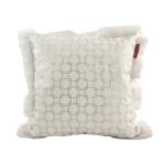 White & Silver Color Polyester Cushion with Fringes for Home Decor, Window Seat - CS 126 (45x45cm)