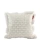 White & Silver Color Polyester Cushion with Fringes for Home Decor, Window Seat - CS 126 (45x45cm)