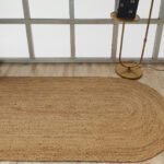 Premium handmade oval braided rug BR-036 in natural color (80x200cm) by Ramsha Home