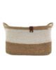 Natural and White Handmade Jute and Cotton Basket with Handle for Kids Toy Storage - BS 005 (30x20x20cm) - Image 2