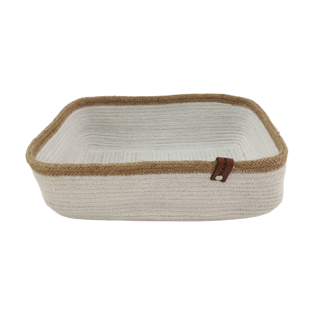 10.png Natural and White Handmade Jute and Cotton Basket for Home Decor - BS 007 (30x20x10cm) - Image 4