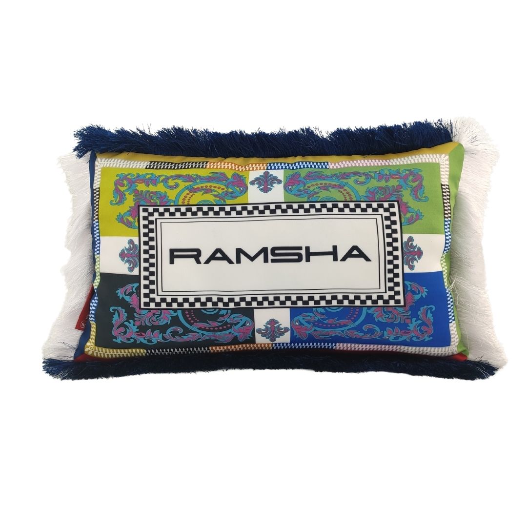 13-3.jpg Multi-Color Digital Printed Polyester Cushion with Lace for Couch, Sofa, Bed - CS 064 (30x50cm) - الصورة 1