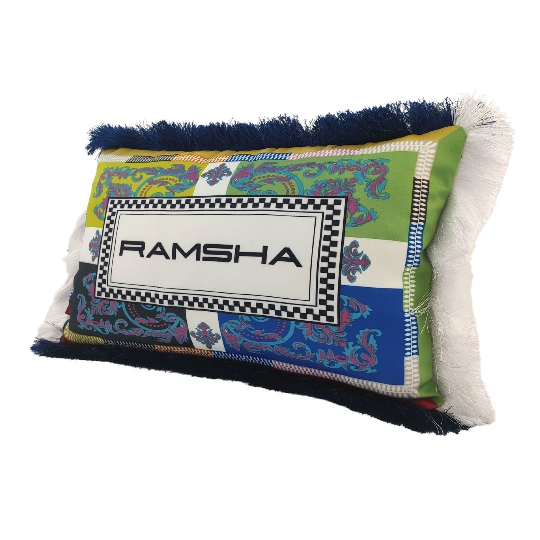 14.jpg Multi-Color Digital Printed Polyester Cushion with Lace for Couch, Sofa, Bed - CS 064 (30x50cm) - الصورة 2