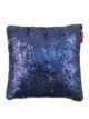 Stylish dark blue polyester cushion cover CS-022 adorned with shiny sequins for bed, couch, sofa, and car decor 40X40cm by Ramsha Home