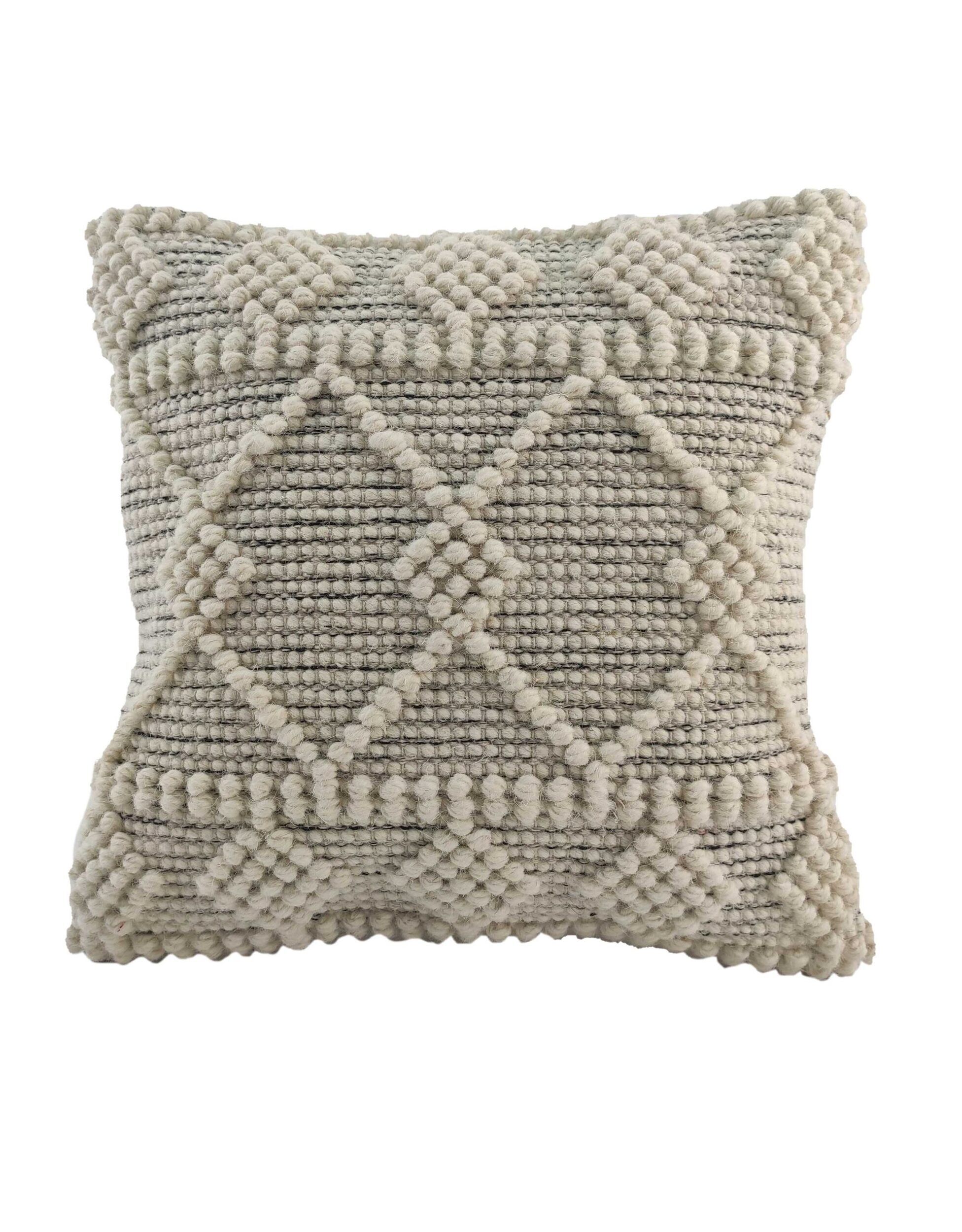 15104-1-scaled-1.jpg Natural & Black Handmade Bedroom Decor Cotton-Wool Cushion - CS 047 (45x45cm) - Image 1