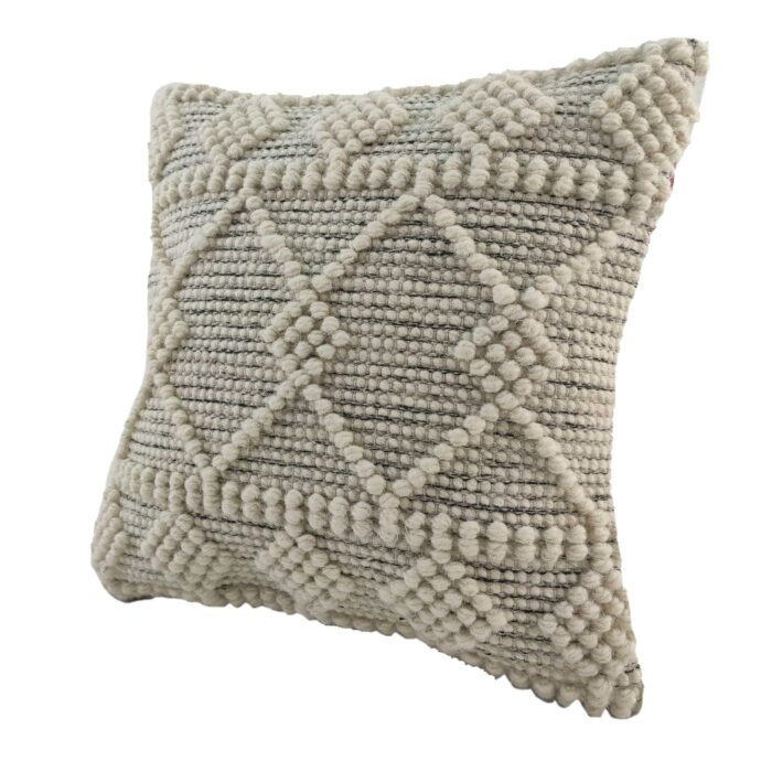 Natural & Black Handmade Bedroom Decor Cotton-Wool Cushion - CS 047 (45x45cm) - Image 2