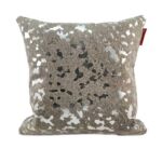 Grey & Silver Color Handmade Leather Cushion with Filler - CS 092 (45x45cm)
