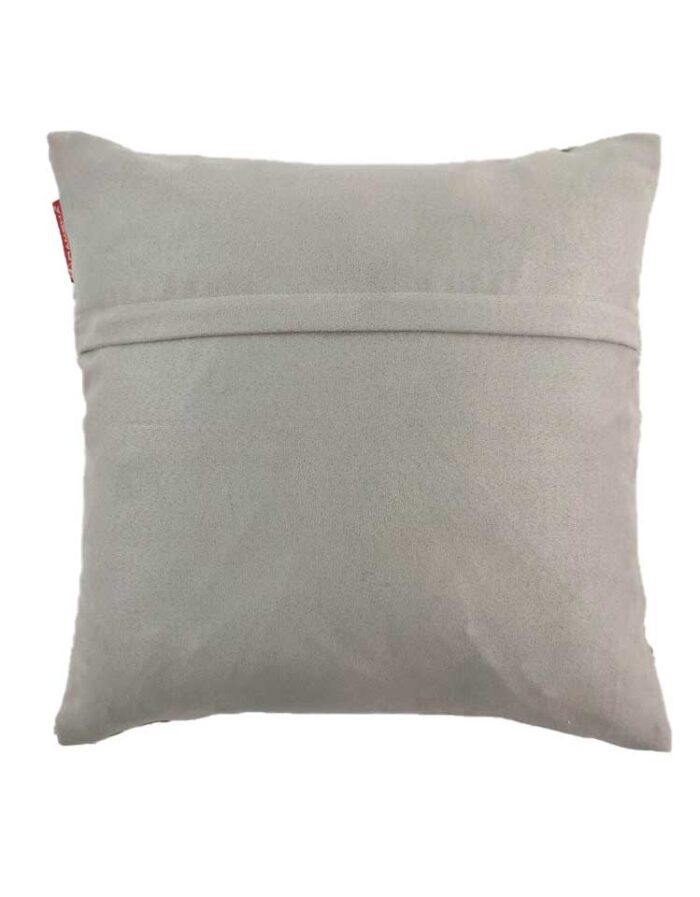 ⁦Grey & Silver Color Handmade Leather Cushion with Filler - CS 092 (45x45cm)⁩ - الصورة ⁦4⁩