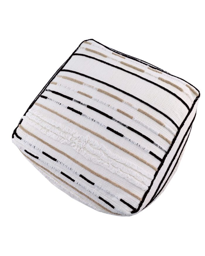 Comfort Cotton and Wool Pouf Natural Color - PF 066 (40x40x40cm) - Image 4