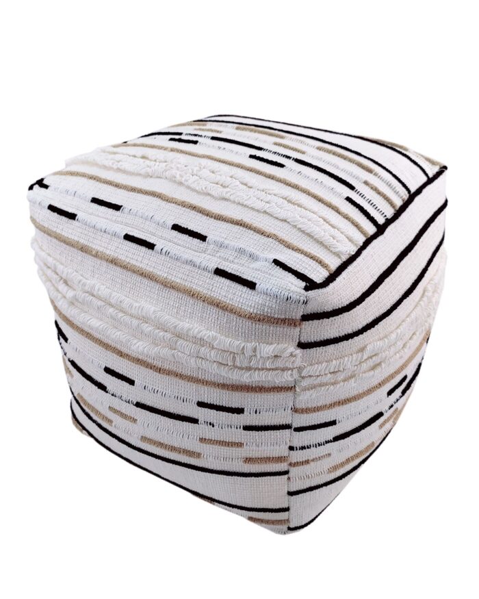 Comfort Cotton and Wool Pouf Natural Color - PF 066 (40x40x40cm) - Image 1