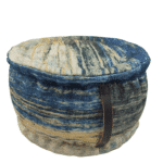 Living Room Polyester Pouf with Leather Handle - PF 035 (50x50x30cm)