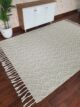 Natural white color woven rug with fringes - SRN 007 (170x240cm) by Ramsha Home