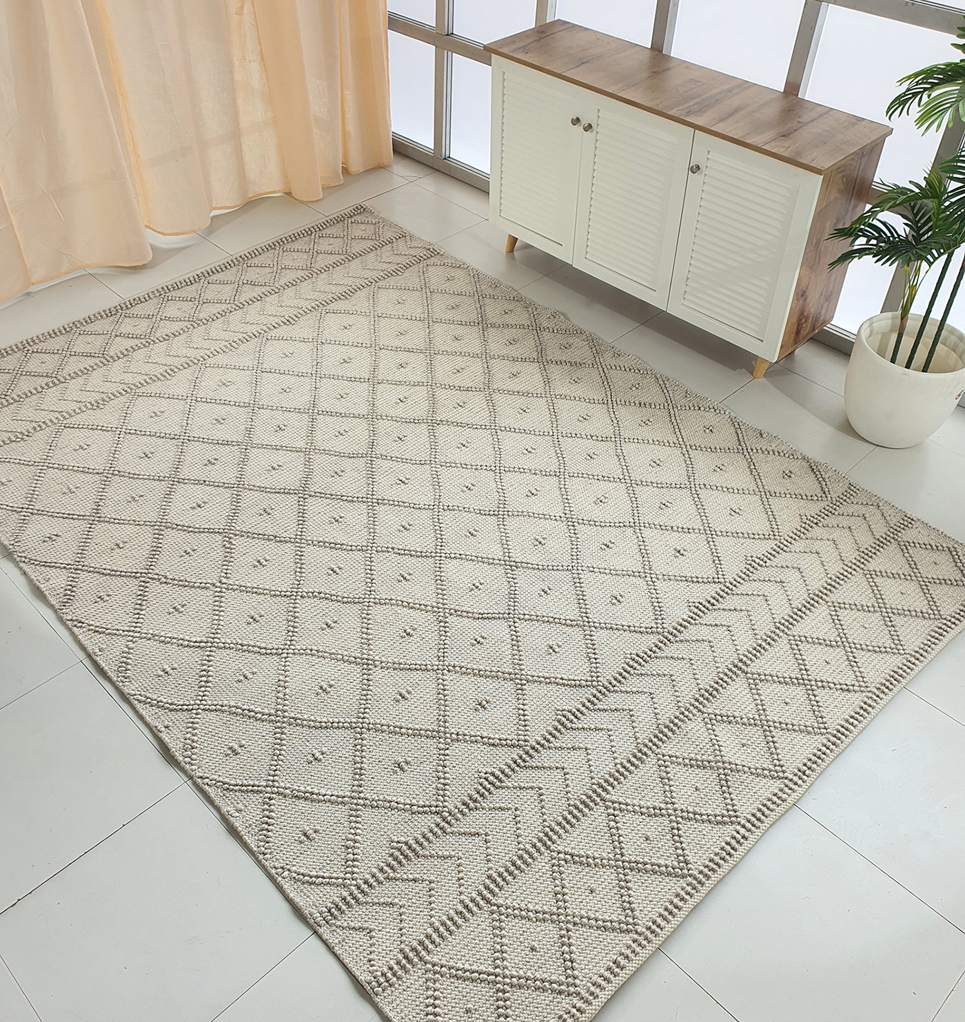 Stylish Natural & Grey Dining Room Decor Woven Rug SR 026 (170x240cm) Eco-friendly natural and grey dining room woven rug SR 026 (170x240cm)