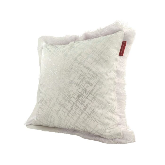 ⁦White & Silver Color Poly Duck Cushion with Filler for Home Decor, Window Seat - CS 122 (45x45cm)⁩ - الصورة ⁦2⁩