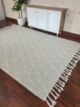 Natural white color wool & cotton woven rug with fringes - SRN 005 (200x300cm) by Ramsha Home