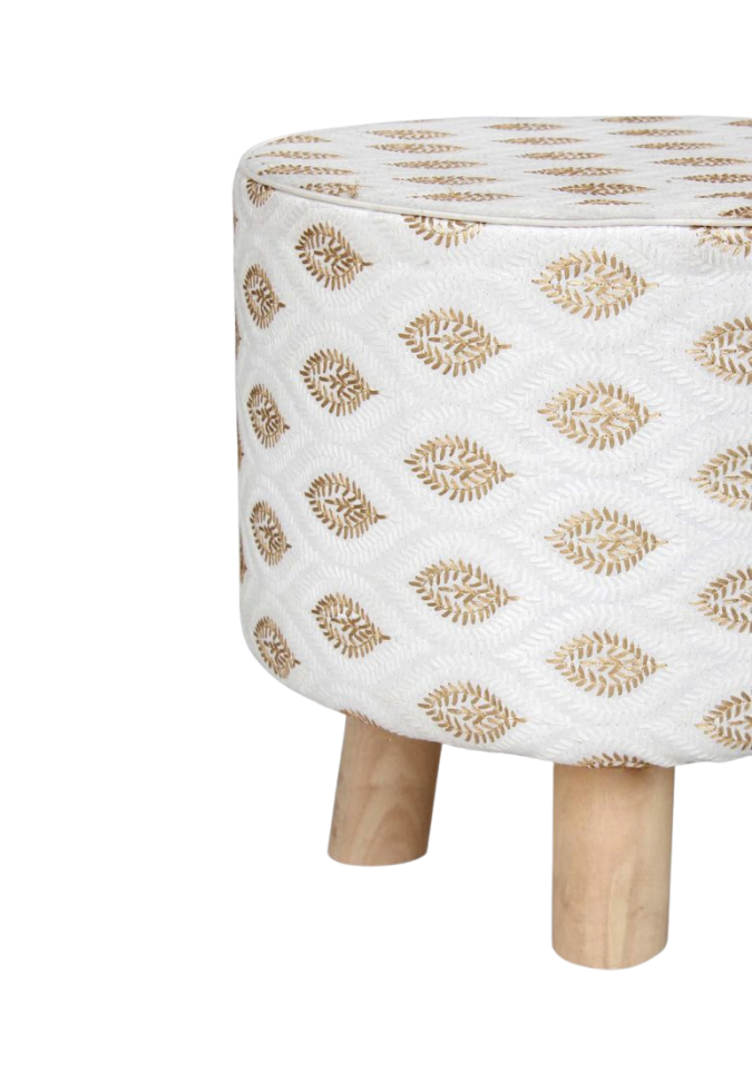 24.png White & Gold Color Home Decorative Round Pouf - PF 010 (40x40x40cm) - الصورة 4