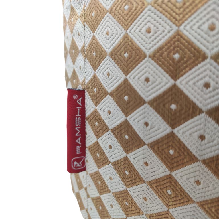 25-1.jpg Silver & Gold Color Round Polyester Pouf for Living Room - PF 011 (40x40x40cm) - الصورة 4