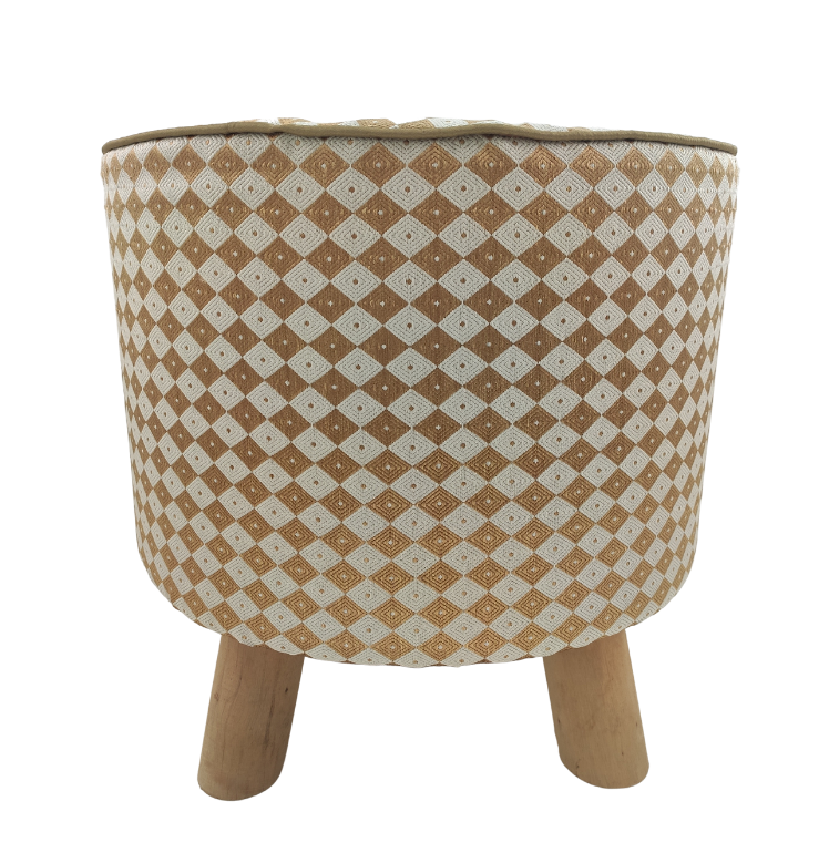 26.png Silver & Gold Color Round Polyester Pouf for Living Room - PF 011 (40x40x40cm) - الصورة 2