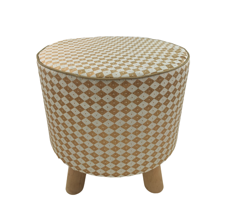 27.png Silver & Gold Color Round Polyester Pouf for Living Room - PF 011 (40x40x40cm) - الصورة 1