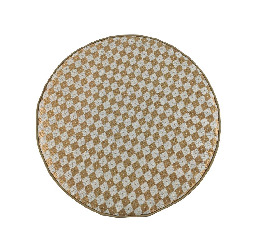 28.png Silver & Gold Color Round Polyester Pouf for Living Room - PF 011 (40x40x40cm) - الصورة 3